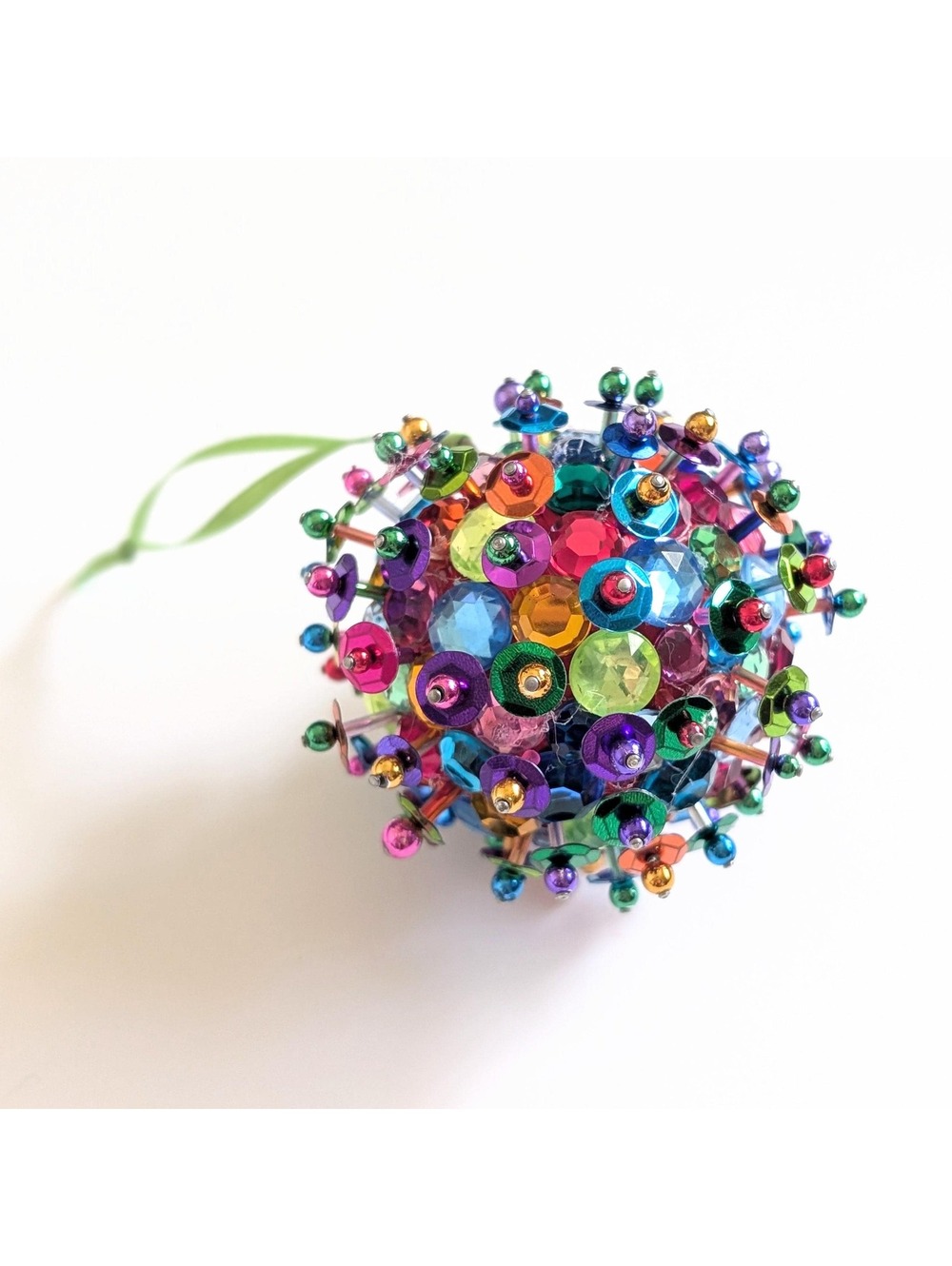 Handmade Sequin & Bead Christmas Tree Ornament - Bauble Ball